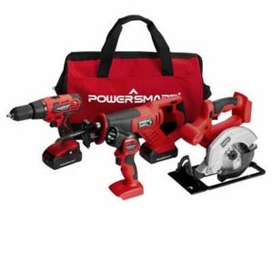 PowerSmart SPS76400C 20V Cordless 4-Tool Combo Kit w/ 2x 1.5Ah Batteries Charger